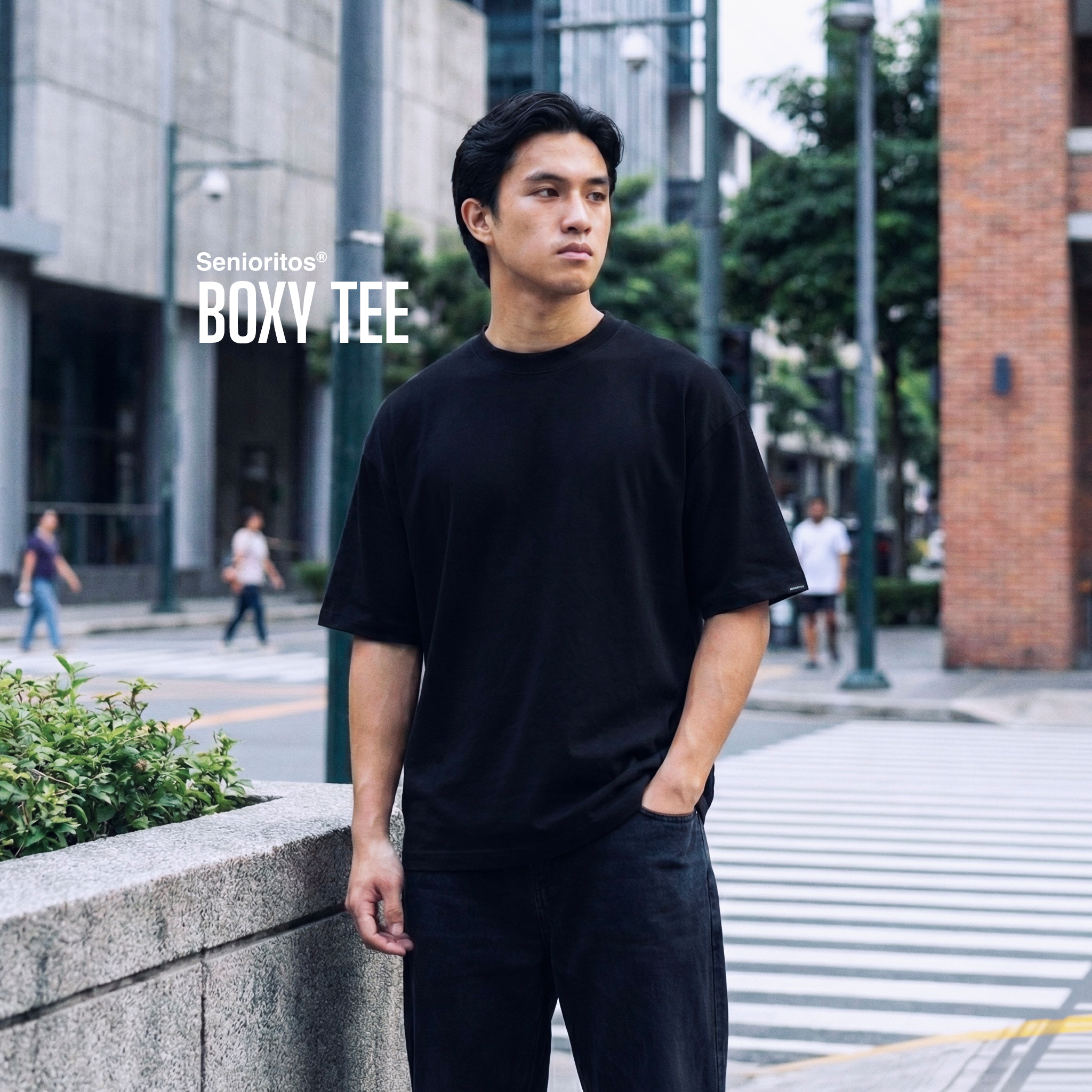 BOXY PLAIN TEE | BLACK