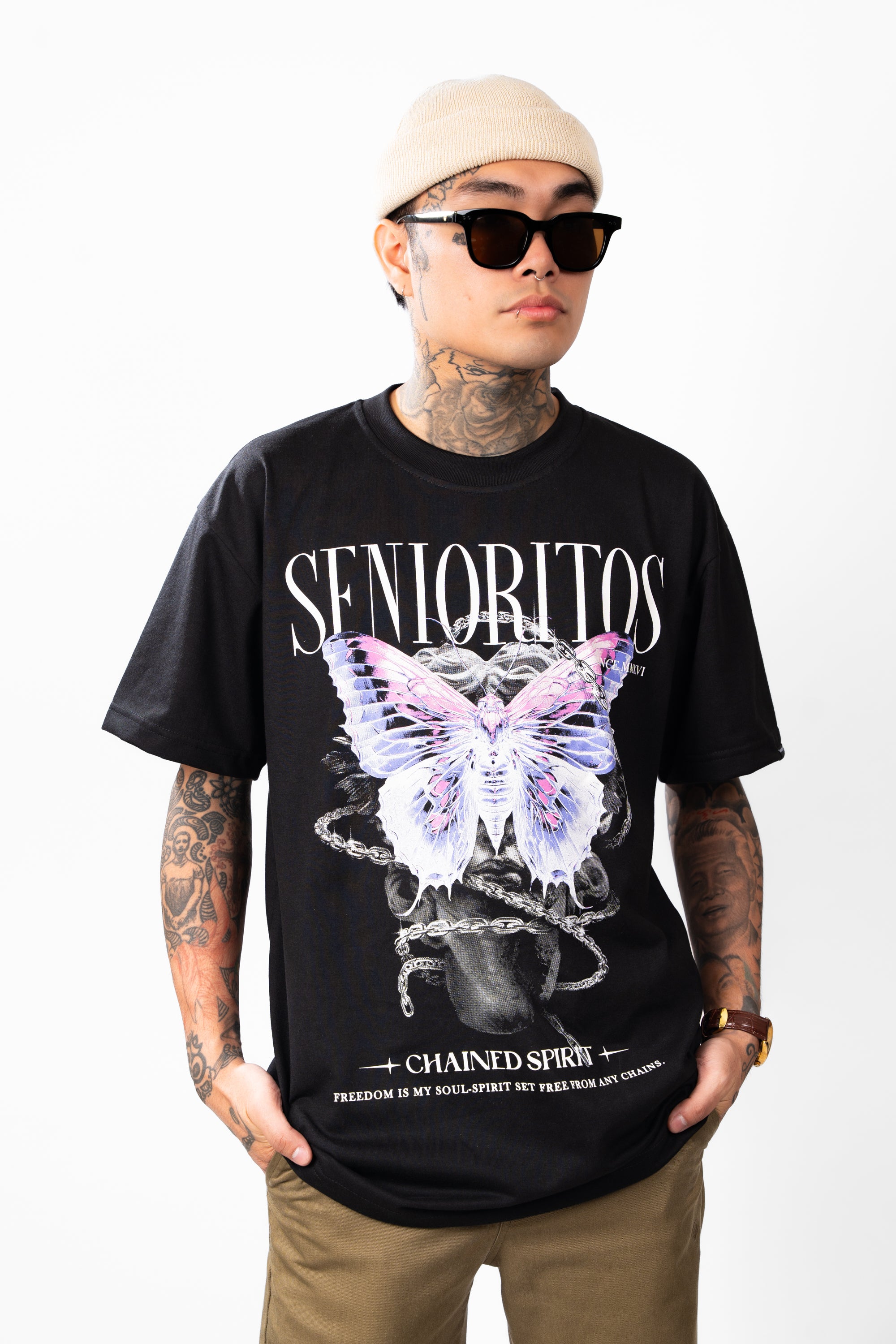CHAINED SPIRIT (BUTTERFLY) TEE | BLACK