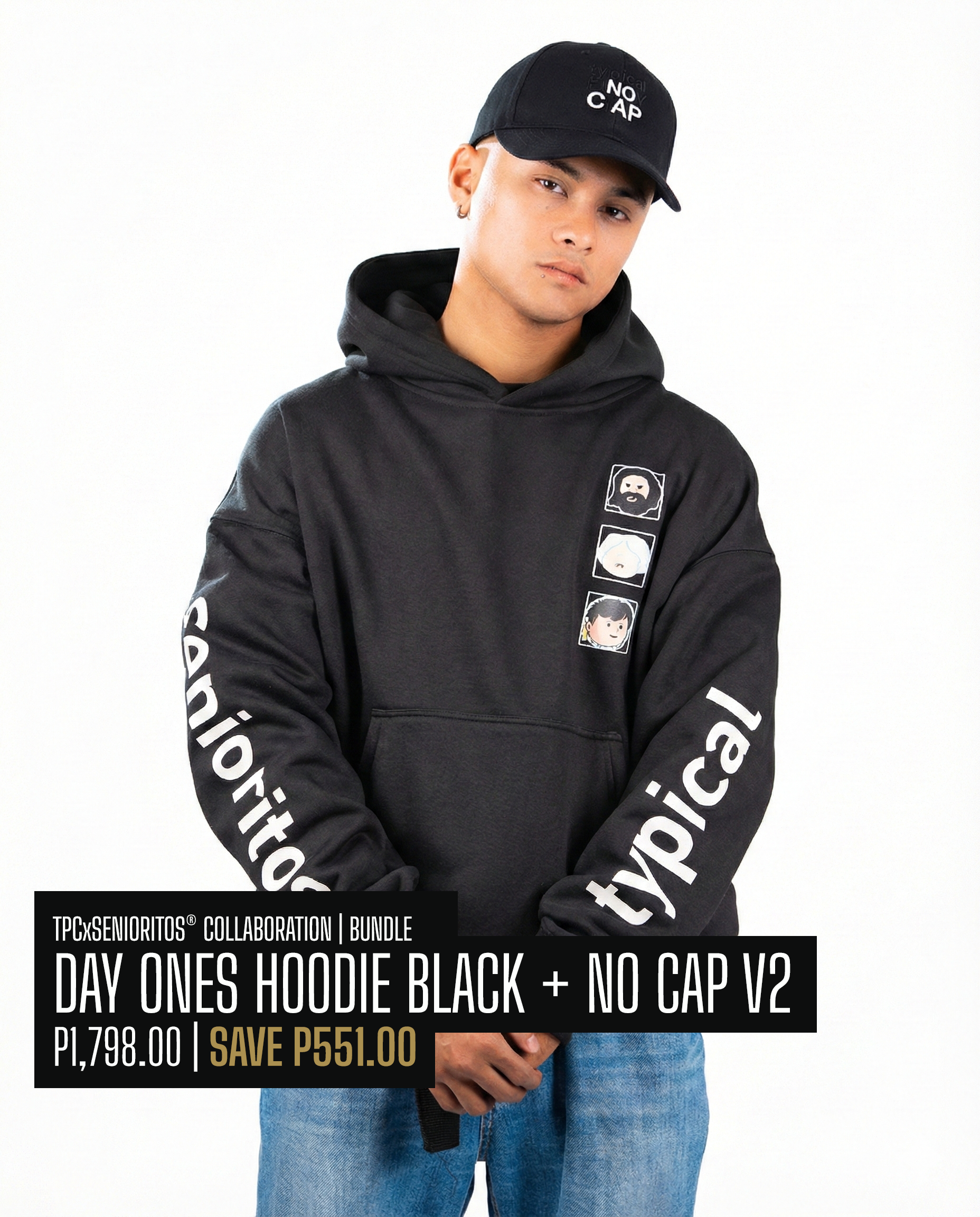 TPC HOODIE+CAP BUNDLE | BLACK | TPCxSENIORITOS® COLLABORATION